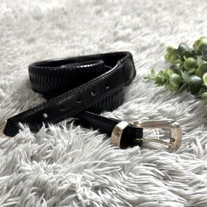 Men’s  Black Leather braided  Belt with western flare size L